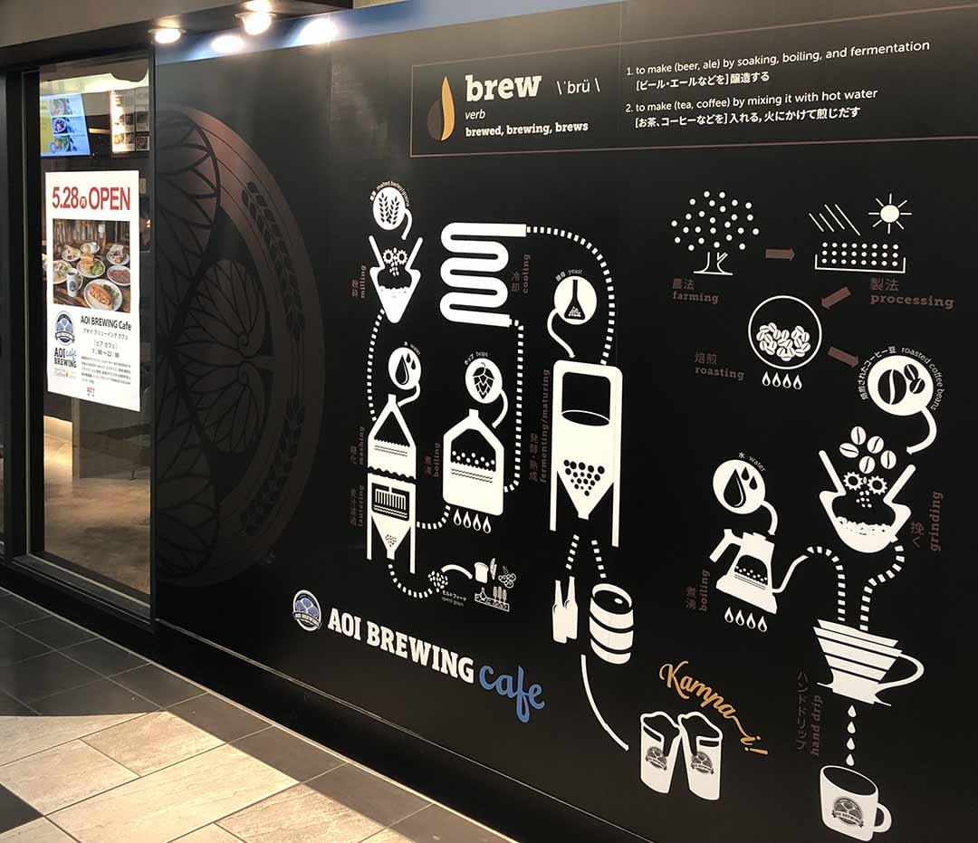 Aoi Brewing Cafe outer wall signage