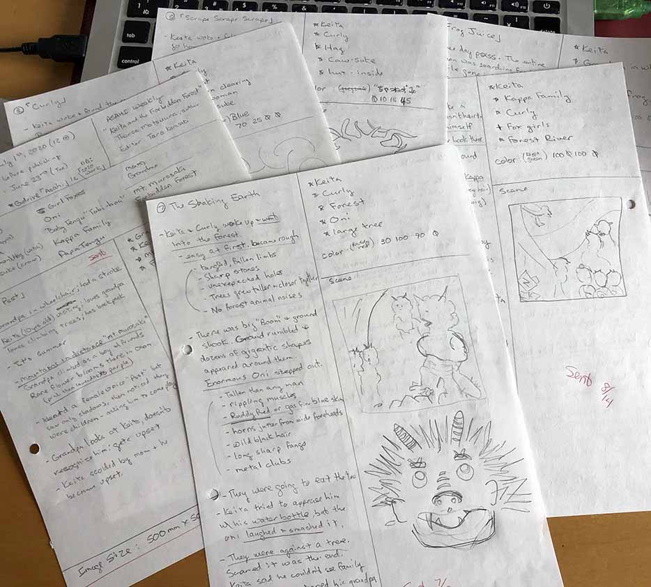 Notes for illustrating Keita & the Forbidden Forest