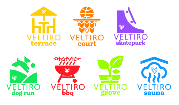 Veltiro park faciities' logos
