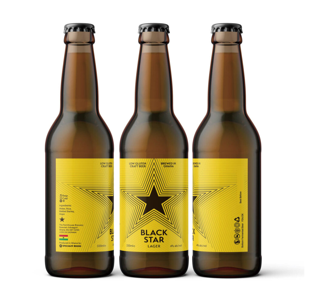 Black Star Lager (Ghana) beer label design